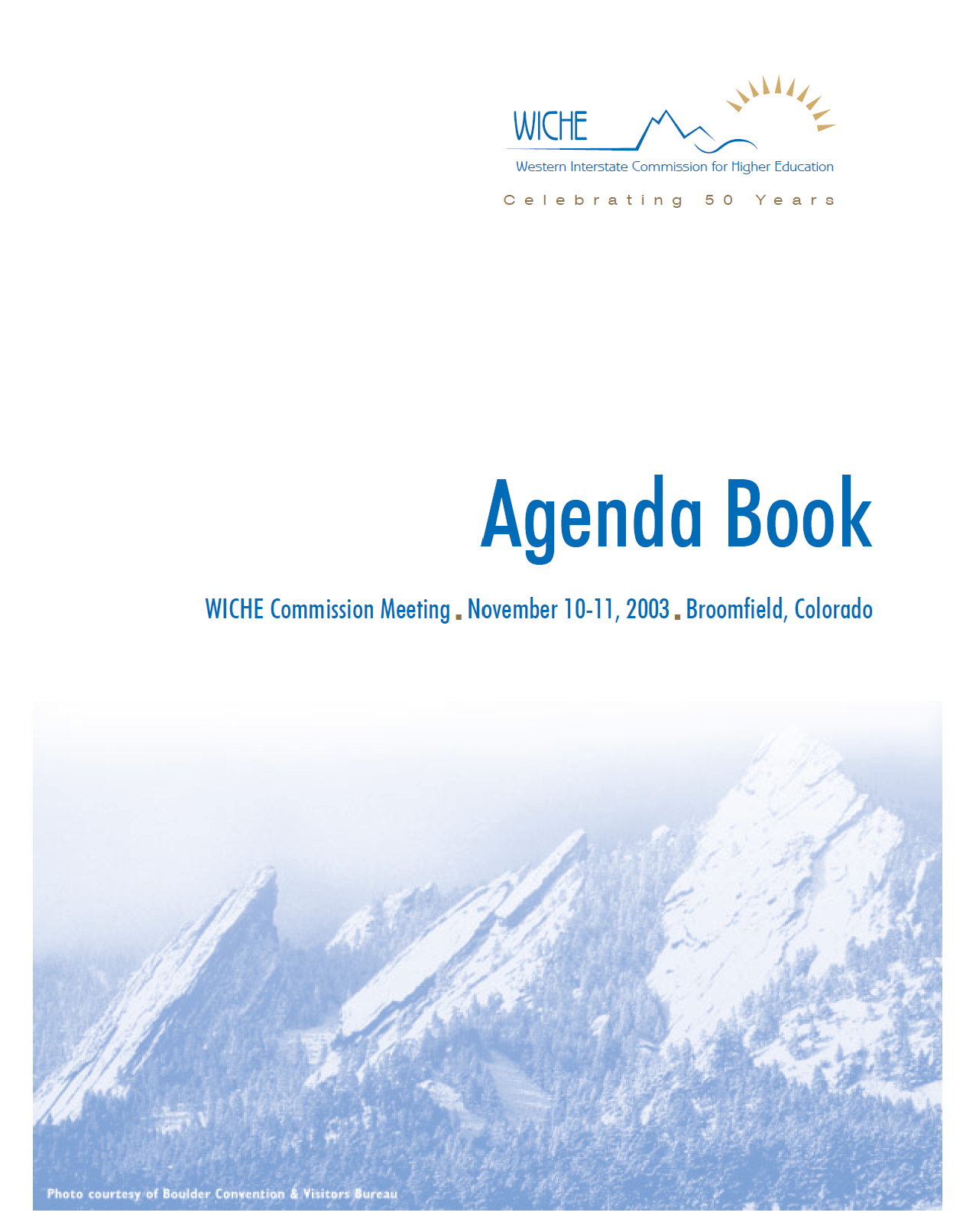 Cover art for Agenda Book: WICHE Commission Meeting, November 10-11, 2003