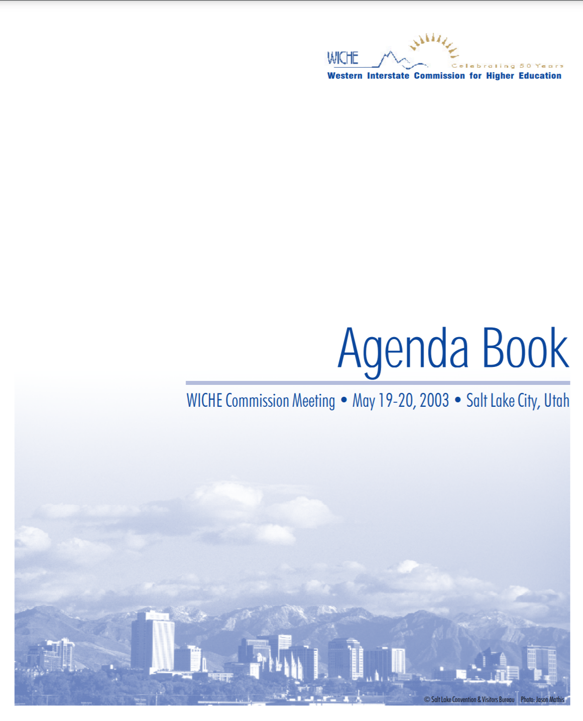 Cover art for Agenda Book: WICHE Commission Meeting, May 19-20, 2003